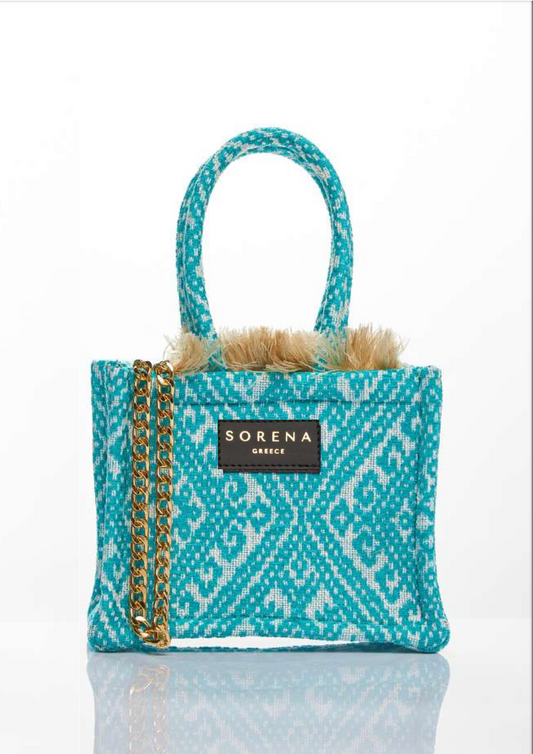 sac cabas Sorena bleu, fait main, vendu chez Crazy boutique