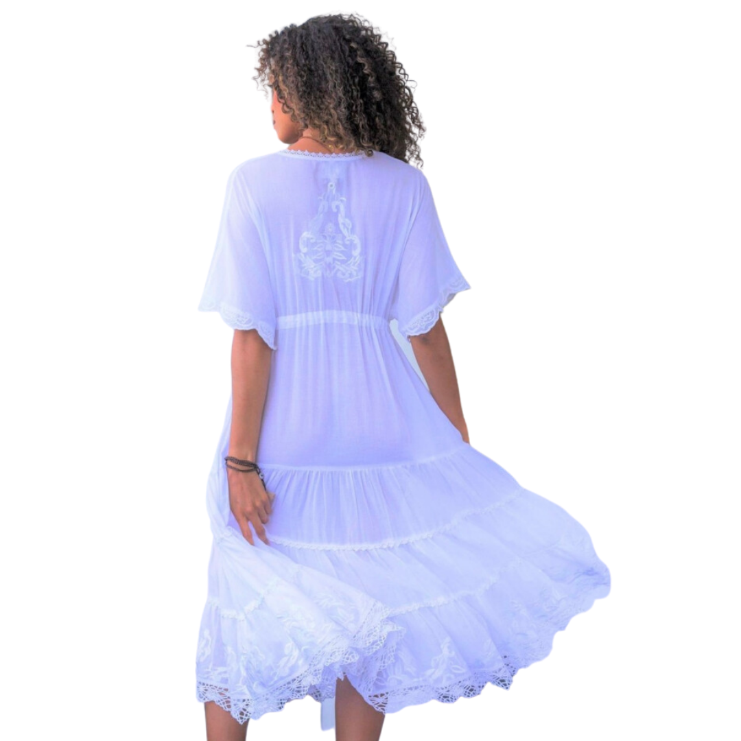 Robe longue AMAZONITE blanche