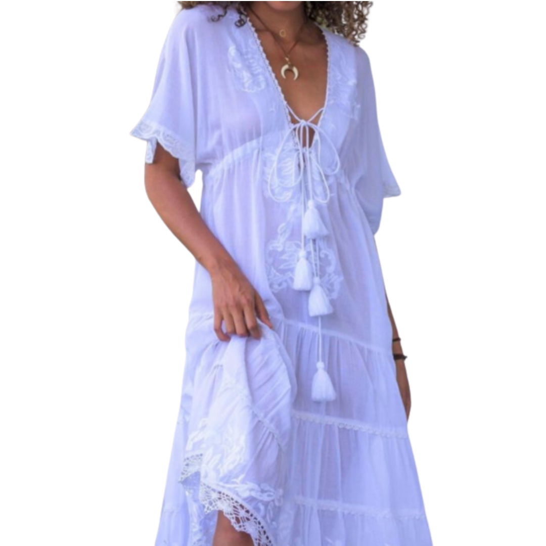 Robe longue AMAZONITE blanche